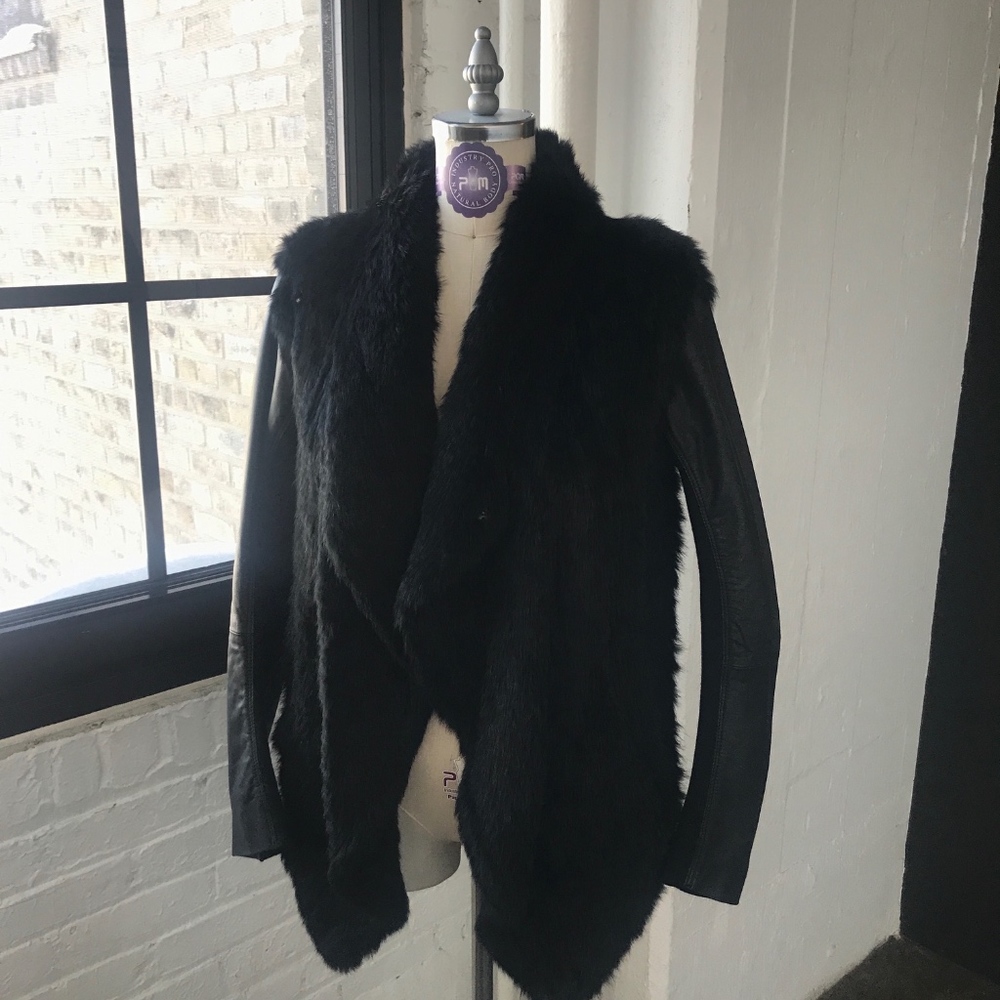 June Knit Fur Jacket, NEW, Black, L